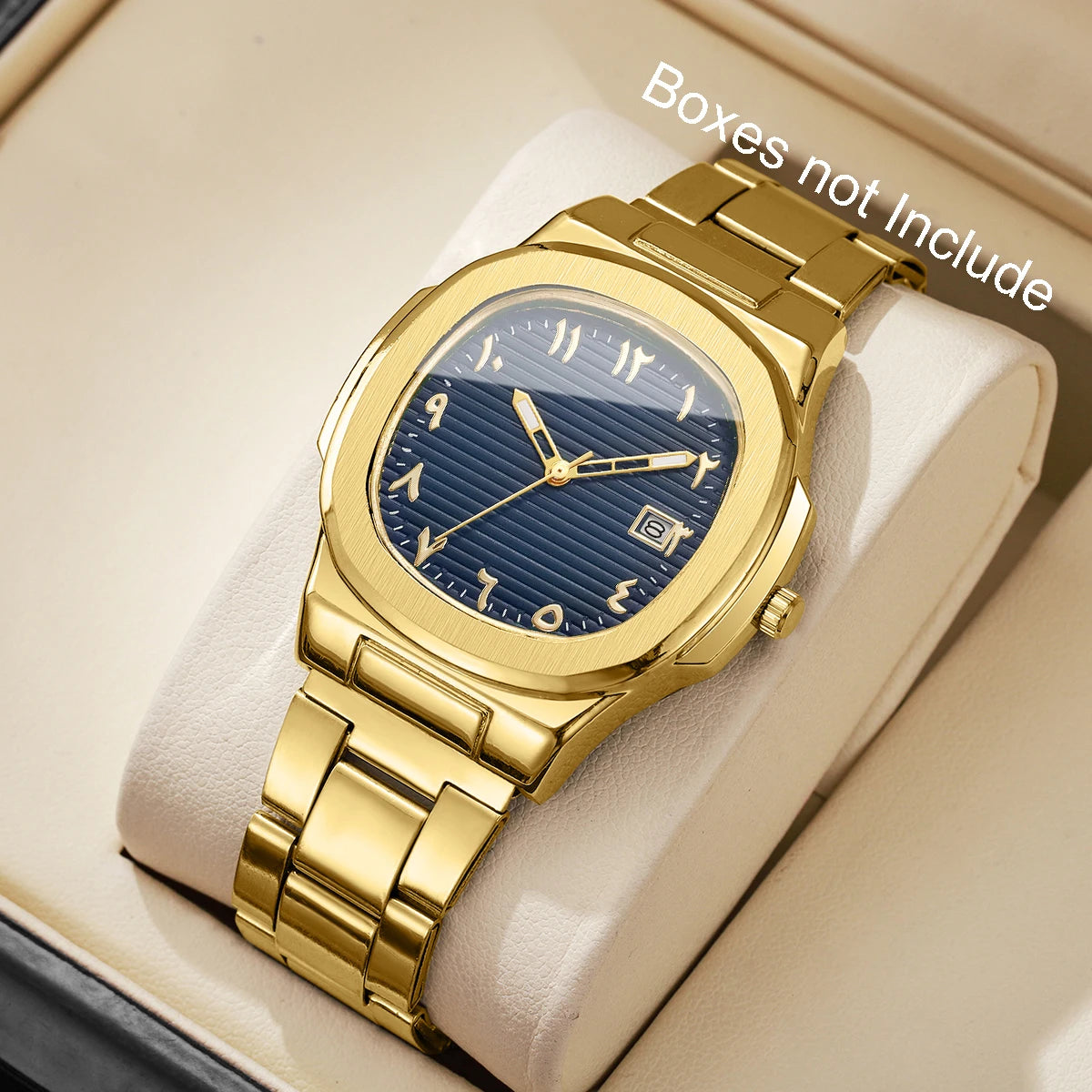 Orologi da uomo di lusso Moda Quadrante quadrato Cinturino in acciaio inossidabile Orologio al quarzo senza scatola