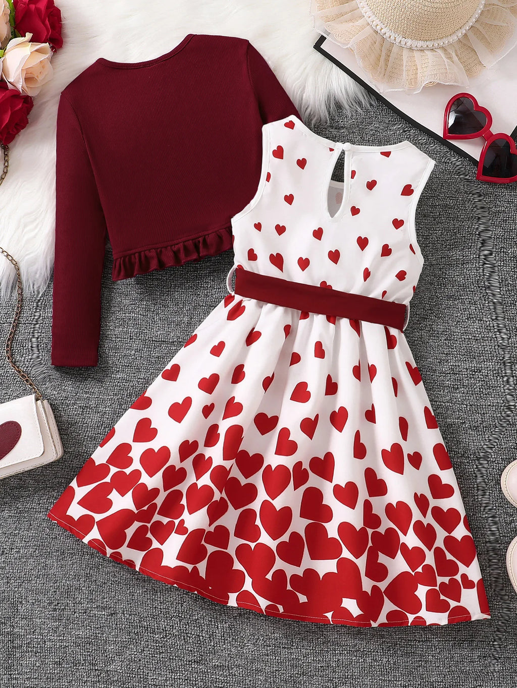 Abbigliamento per bambini moda casual floreale set 2 pezzi - gilet girocollo + gonna floreale