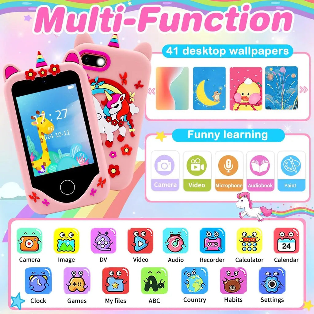 SmartPhone Fotocamera + Giochi Touch Screen+Lettore MP3 per bambini