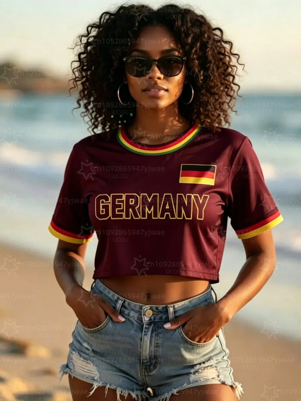 T-shirt Germania da donna con bandiera tedesca  3D, maglietta casual Streetwear estiva