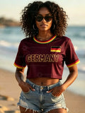 T-shirt Germania da donna con bandiera tedesca  3D, maglietta casual Streetwear estiva