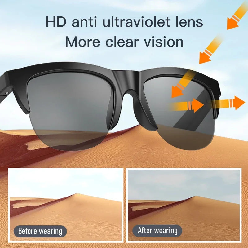 Nuovi occhiali da sole Smart Bluetooth V5.3 Occhiali da vista Cuffie sportive all’aperto HIFI Tecnologia  Anti-touch UV per uomini e donne