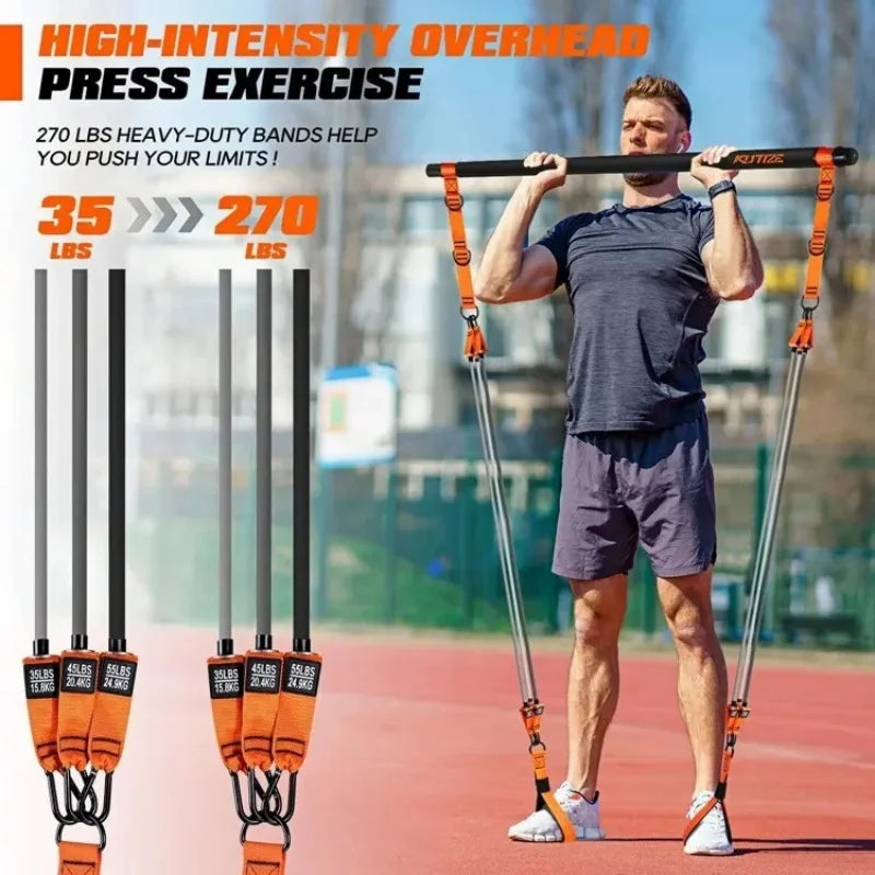Set con bande di resistenza Bar Kit completo allenamento di forza per tutto il corpo