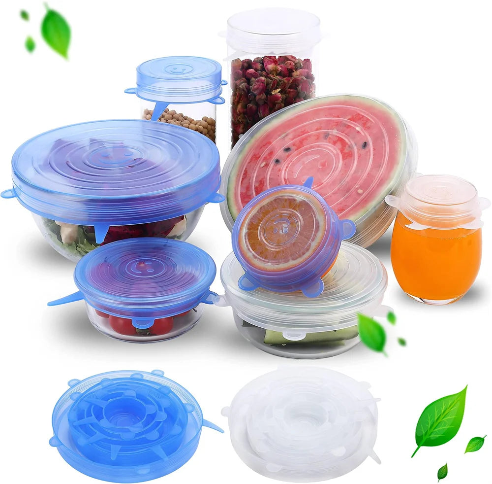 6Pcs Copertura di conservazione in silicone per uso alimentare riutilizzabile universale Articoli da Cucina