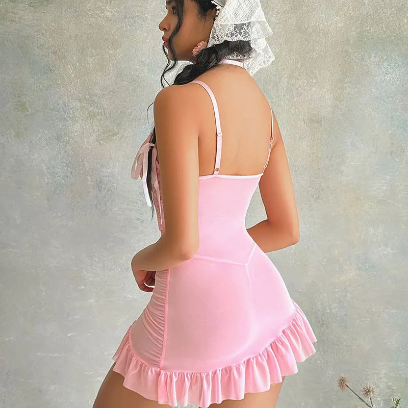 Camicia da notte da donna Vestitino in Pizzo sottile
