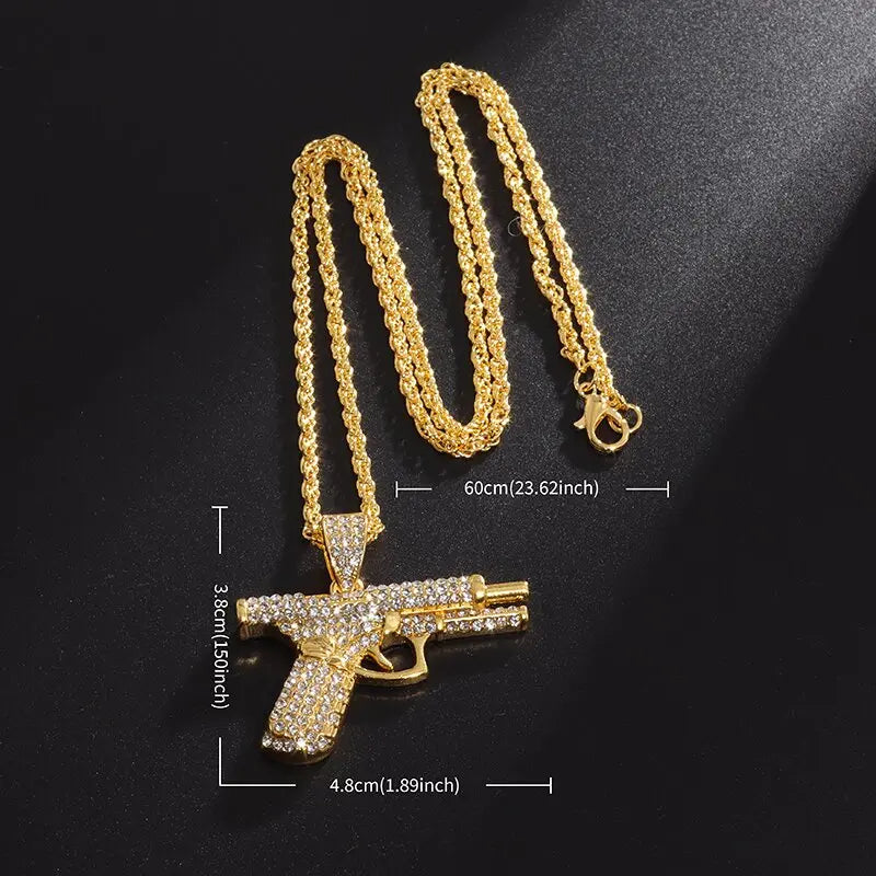 Collana Pistola in acciaio inox con Swarovski