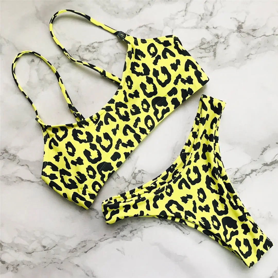 Set Costume leopardato da bagno brasiliana Donna