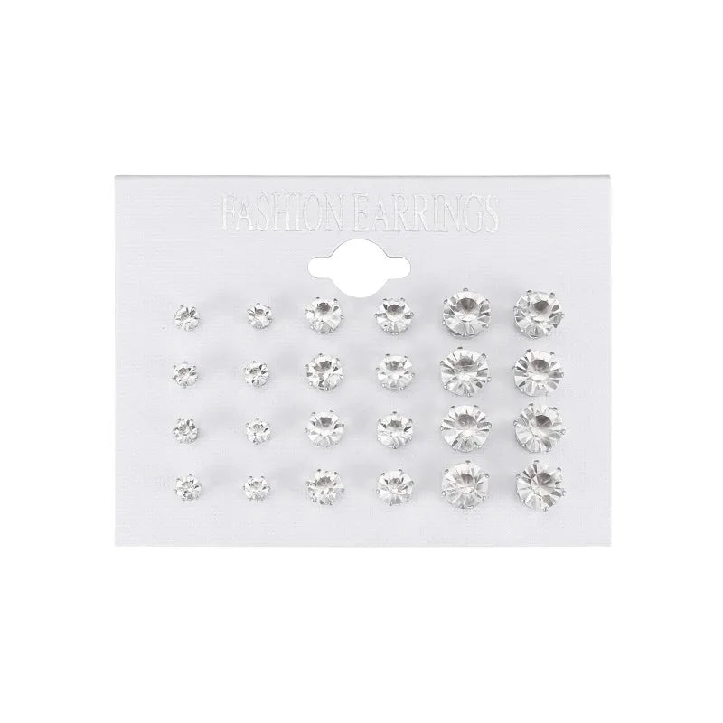 12 paia bianco lucido orecchini a bottone set per donna