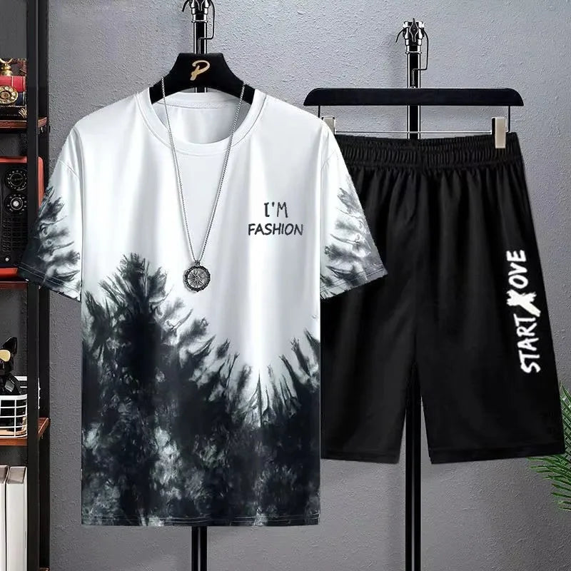 Tute alla moda Casual Traspirante Maglietta sportiva+Pantaloncini
