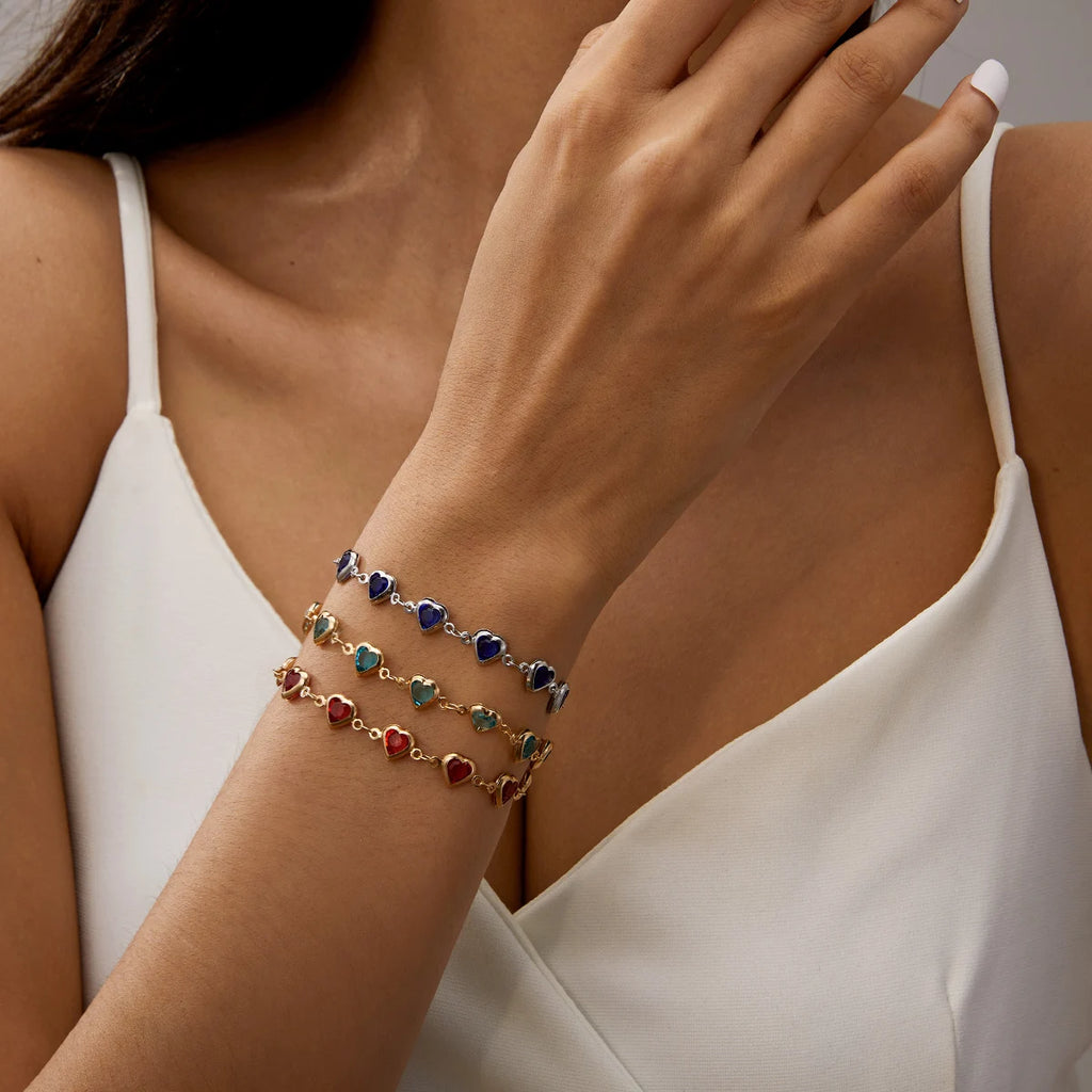 Eleganti braccialetti a catena in metallo con zircone in cristallo per donne