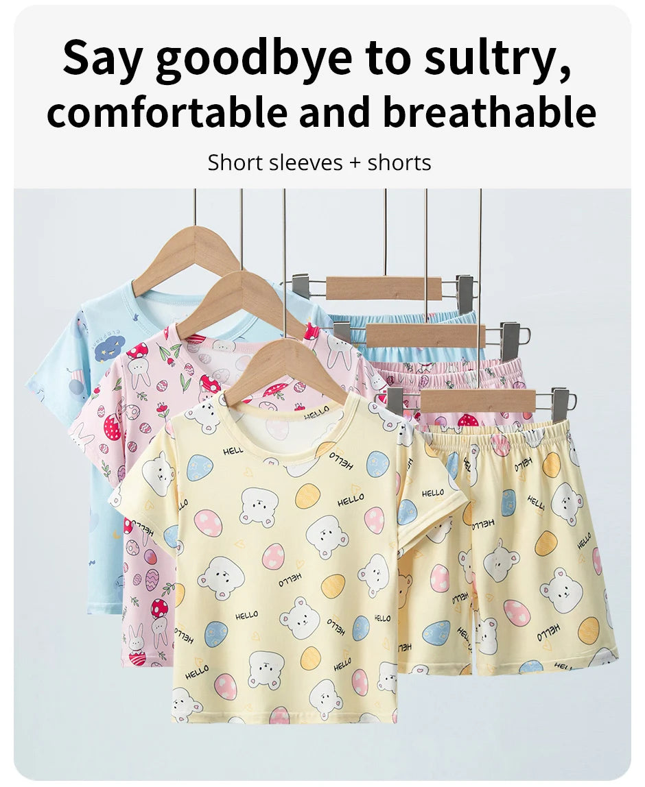2 pezzi estivi per bambini comodi e carini pantaloncini  Set casual per la casa e l’esterno