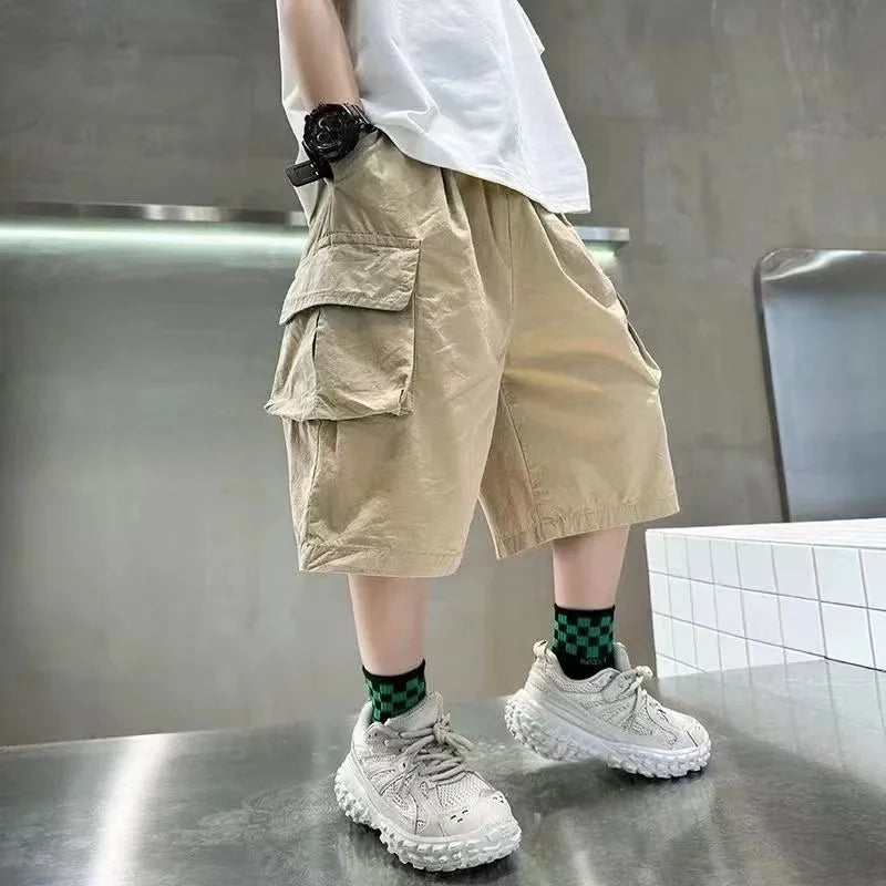 3-14 anni moda estate ragazzi pantaloncini cotone grande tasca