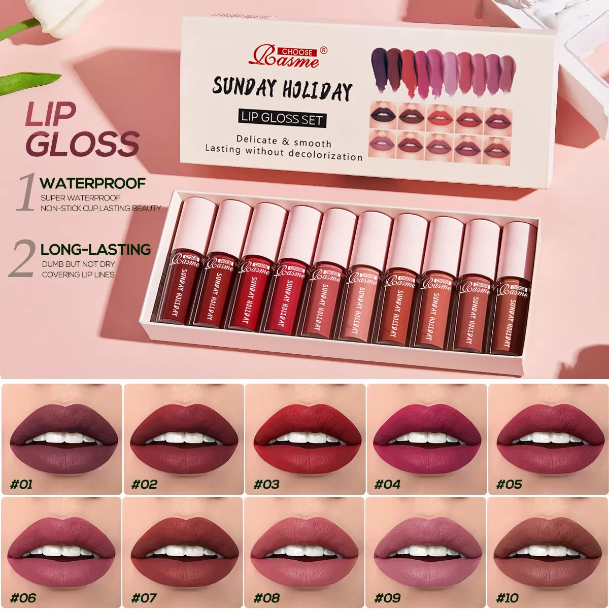 10 pezzi/set rossetto idratante a lunga durata