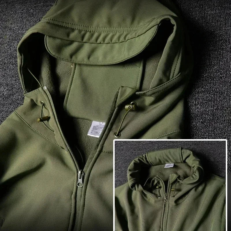 Giacca con cappuccio multi-tasche + Pantaloni in pile da Caccia Impermeabile