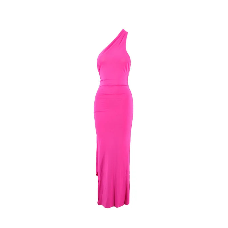 Abito da donna monospalla senza maniche da donna Sciarpa regolabile Loop increspato Backless