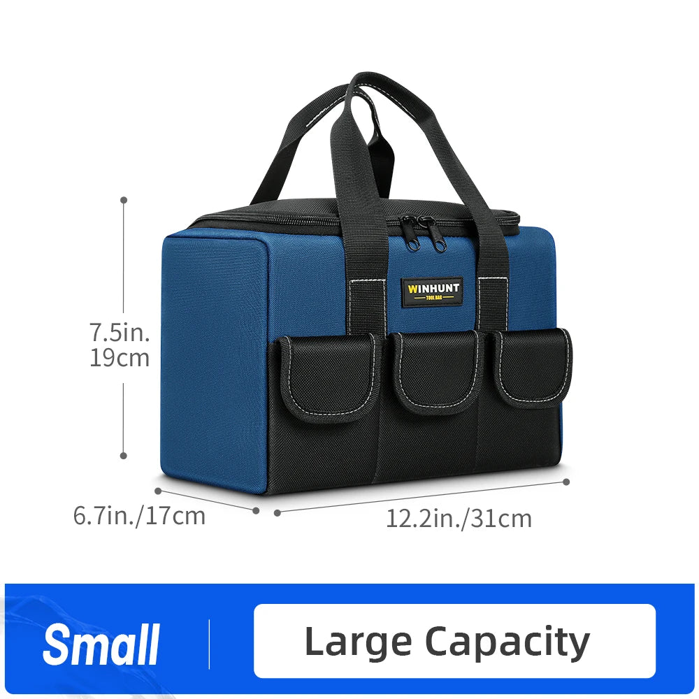 Borsa per attrezzi a bocca larga, resistente, con tasche, per la conservazione e il trasporto degli attrezzi da uomo