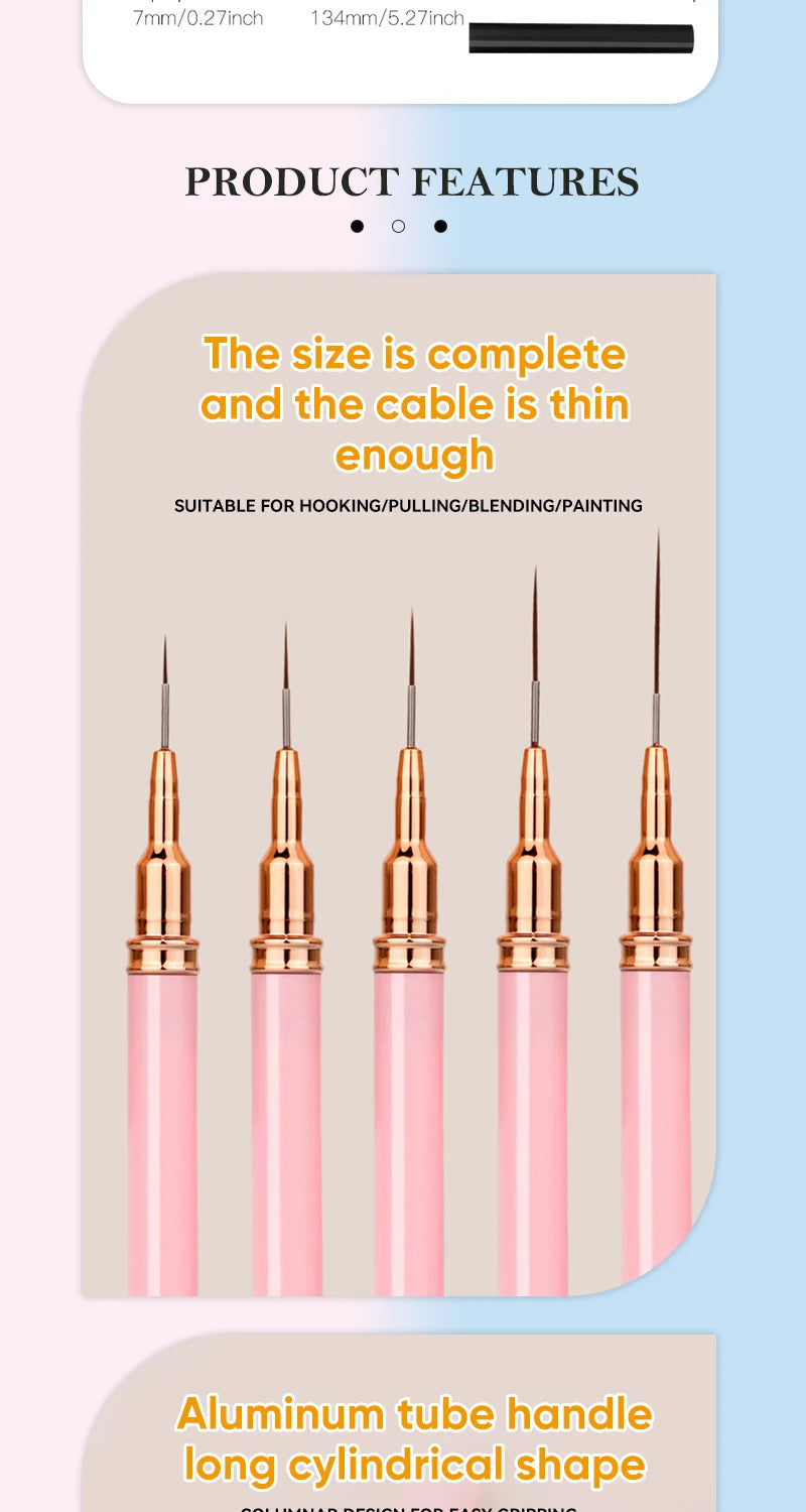 Strumento professionale Nail Art Liner Brush Set 5pcs