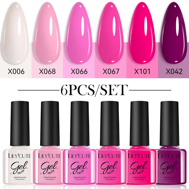 LILYCUTE 6Pcs/set 7ml Series Gel Smalto 125 Colori disponibili