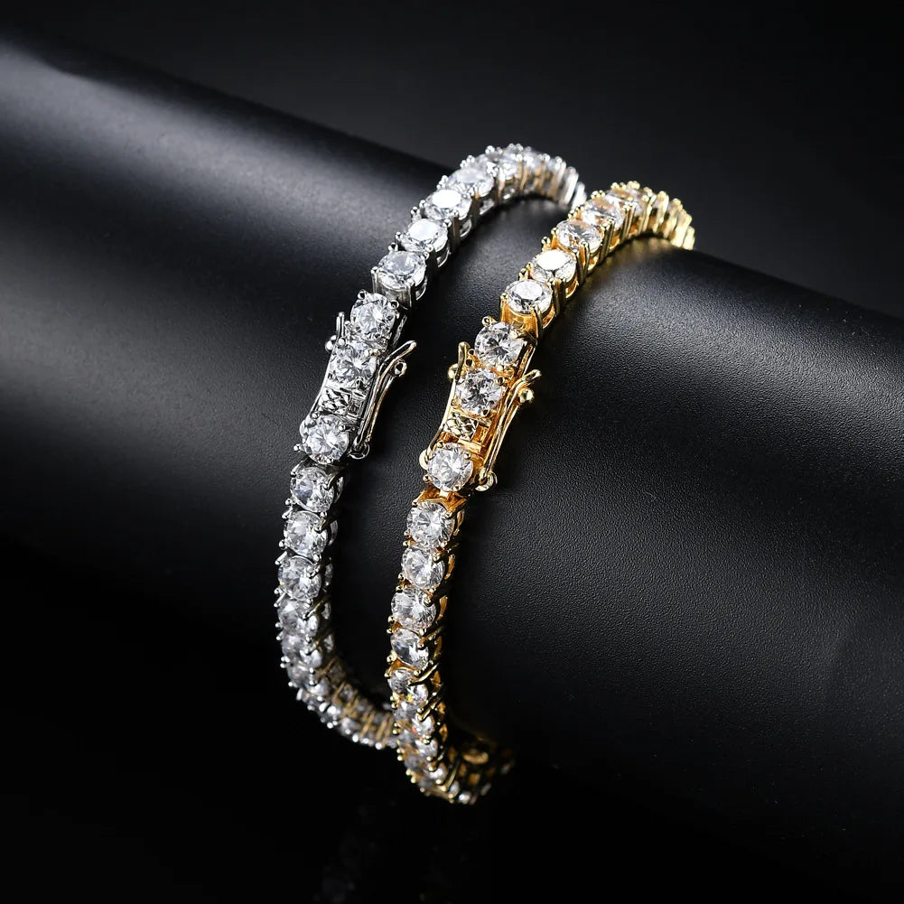 Real 100% Silver 925 2-3mm Tennis Braccialetto Unisex in due modelli Con Moissanite o in Zirconi
