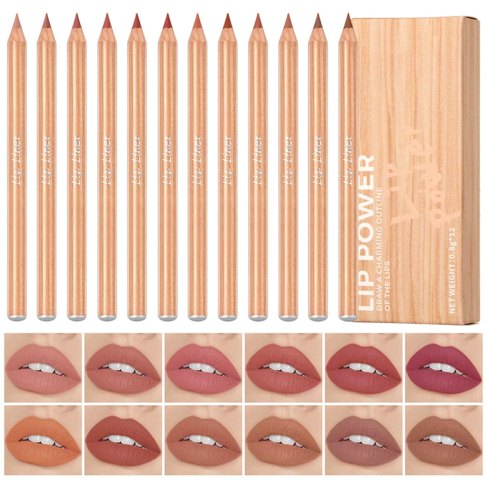 Set 12 pezzi Lipliner Matita Professionale si Lunga Durata Impermeabile