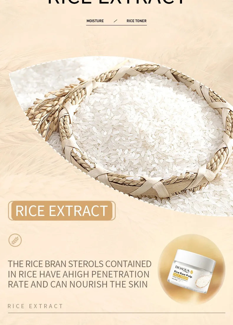 BIOAOUA Rice Puree Series Riduce le rughe, ammorbidisce la pelle, migliora la struttura della pelle, idrata, nutre la pelle e pulisce il viso