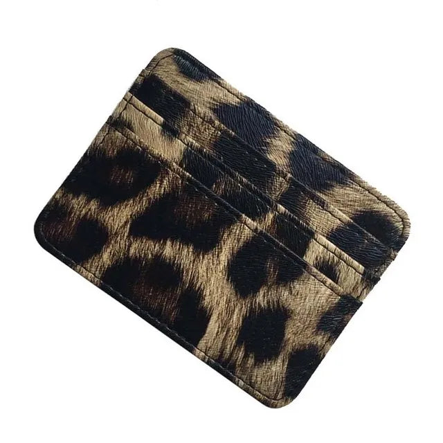 Nuovo portafoglio sottile in pelle con motivo leopardo per donne Portamonete con cerniera piccola