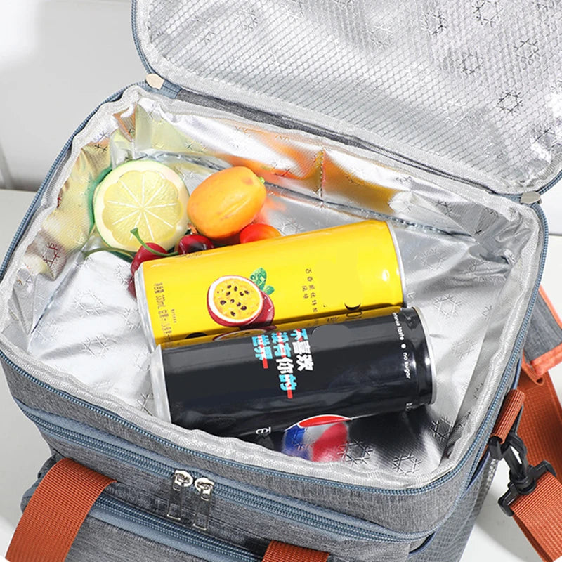 Borsa per il pranzo a doppio strato con isolamento termico di grande capacità