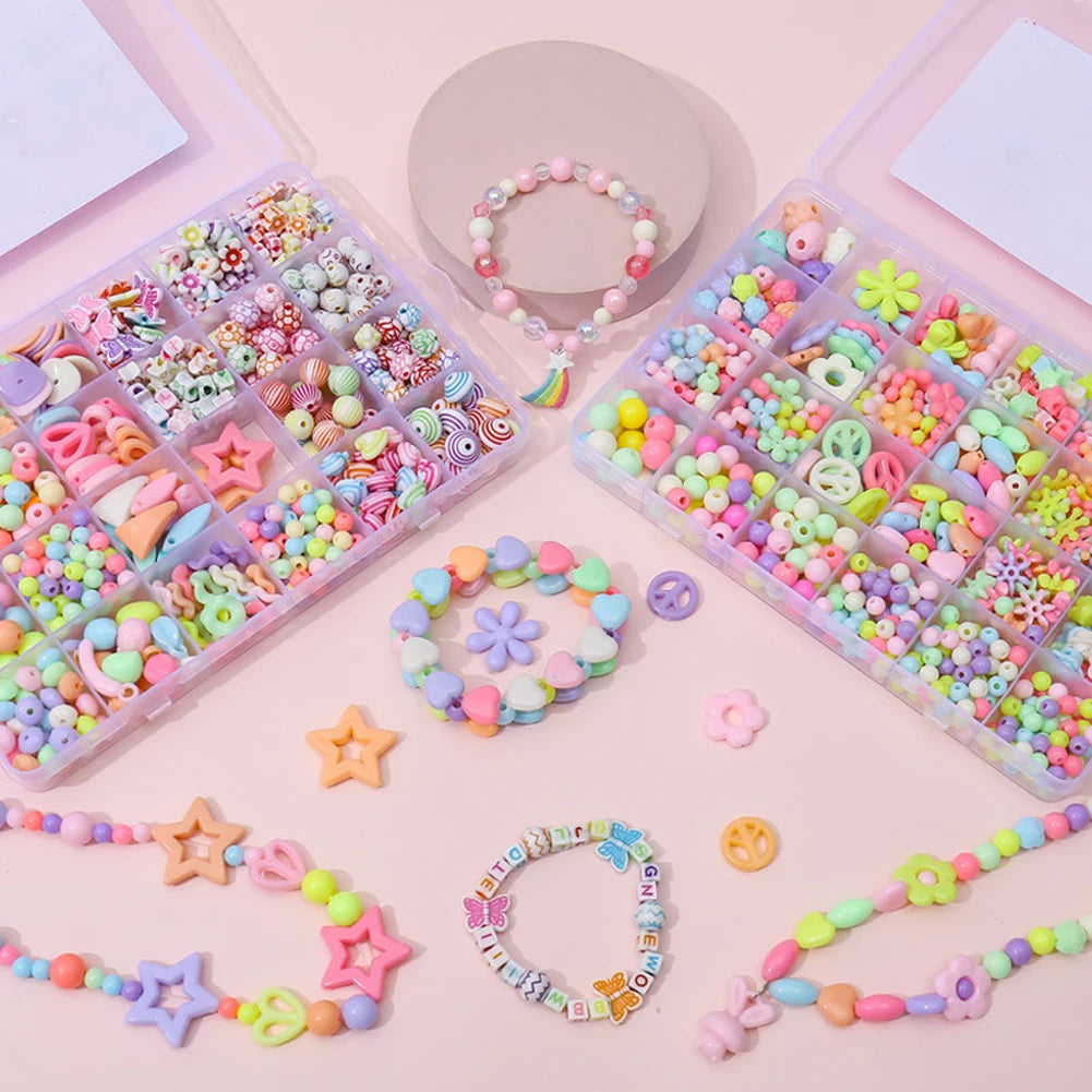 500 pezzi fai da te fatto a mano con perline per bambini creativo kit braccialetti collana gioielli