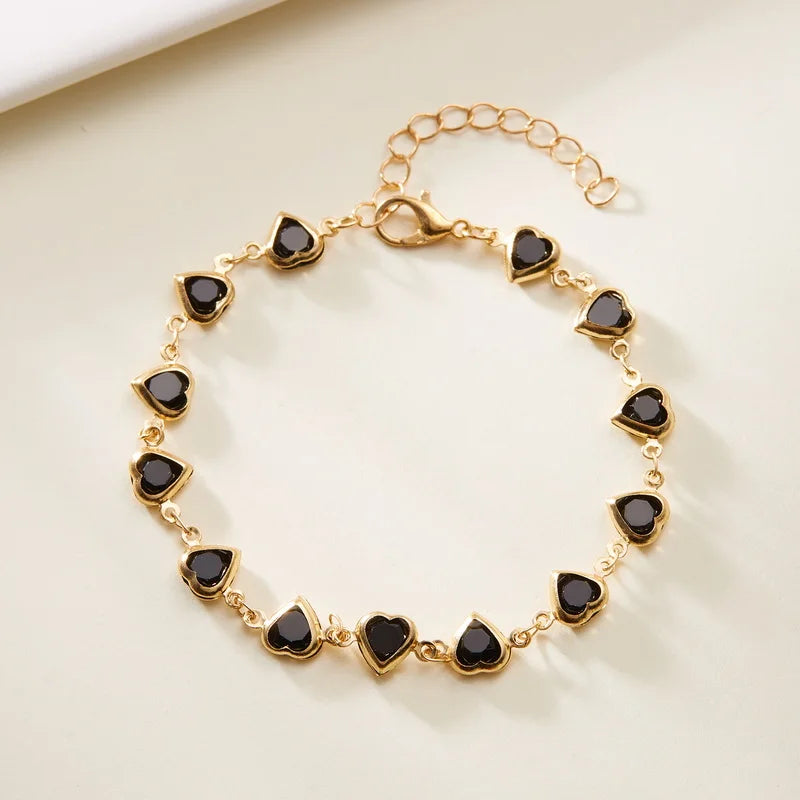 Eleganti braccialetti a catena in metallo con zircone in cristallo per donne