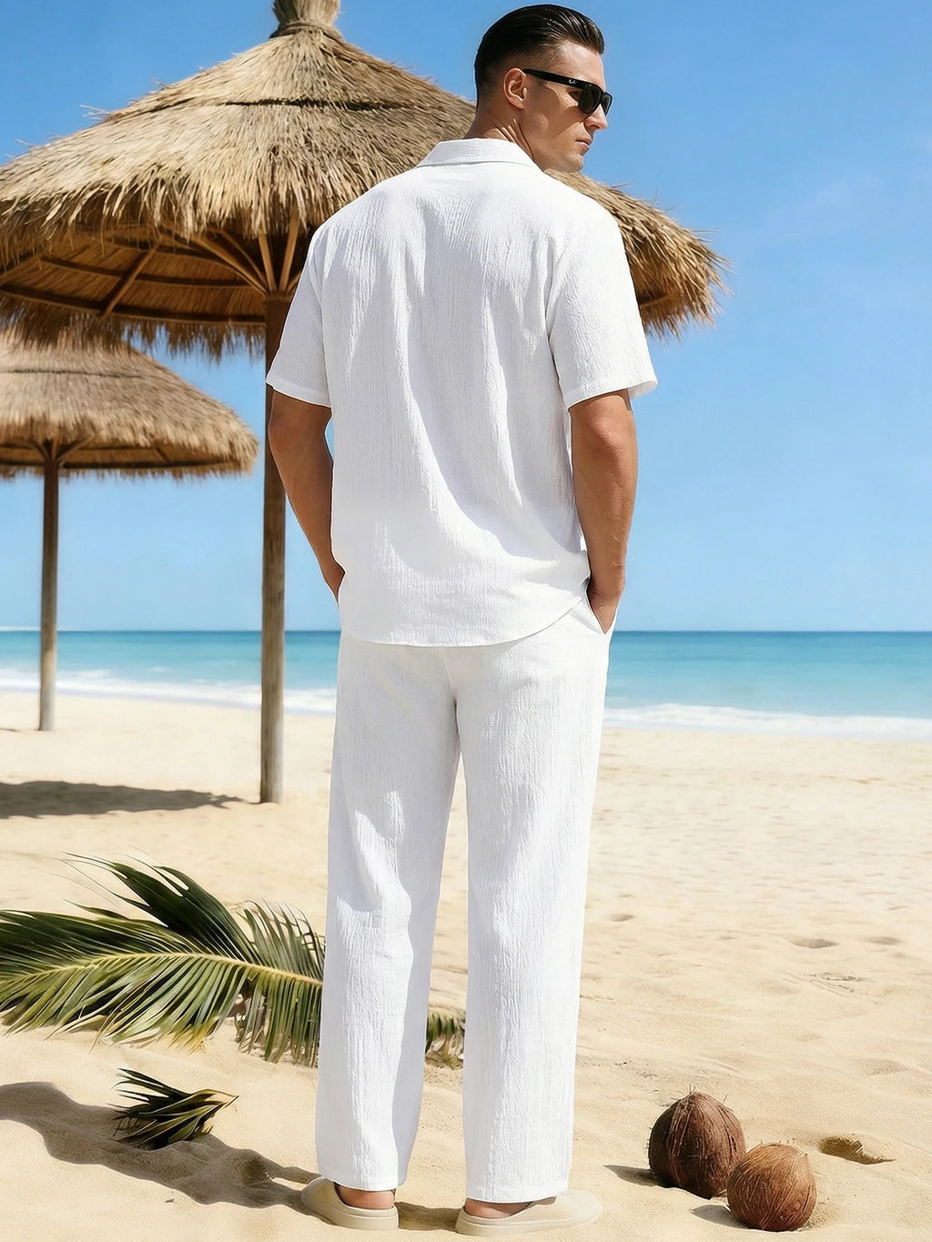 Coordinato camicia+pantaloni in lino 3 colori