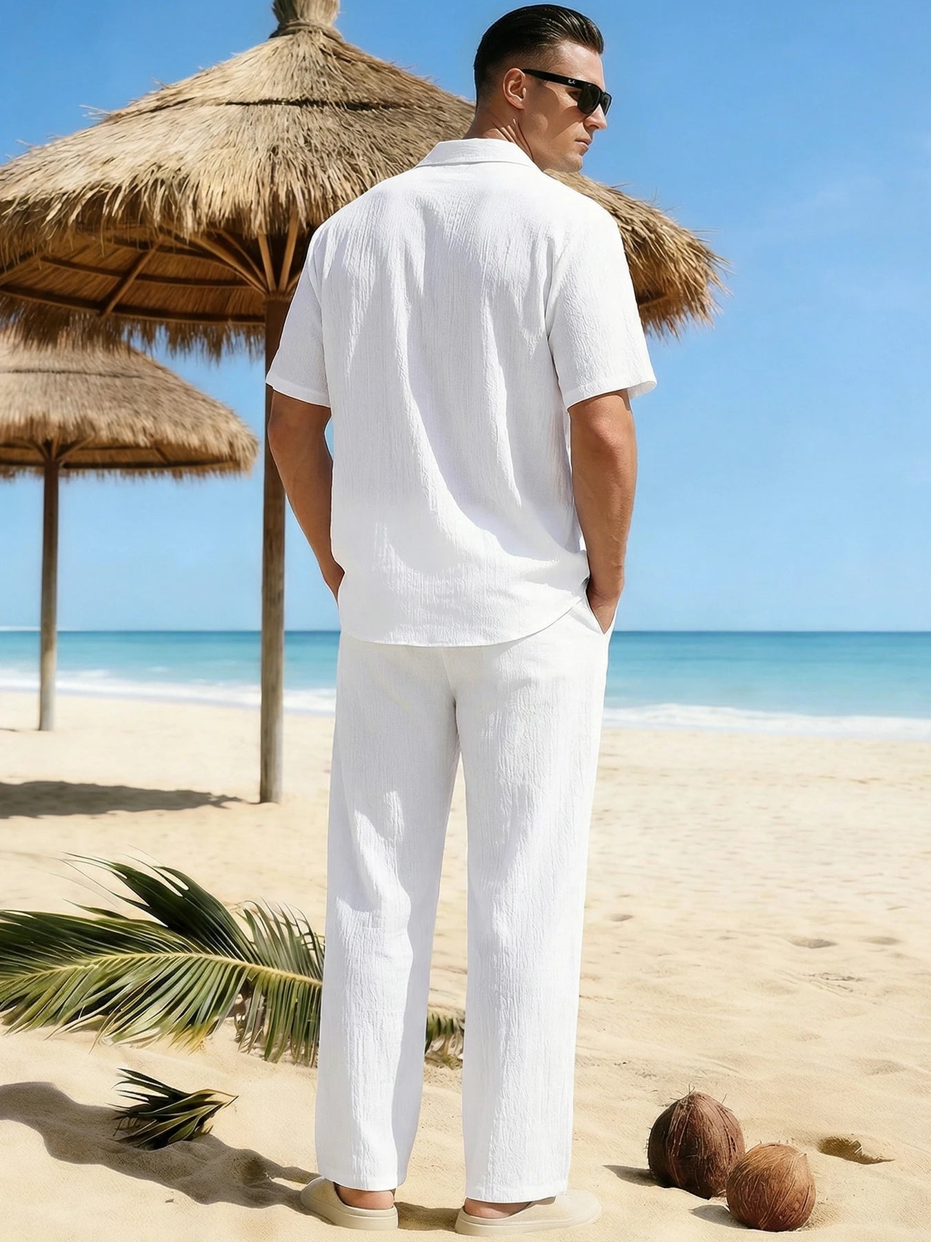 Coordinato camicia+pantaloni in lino 3 colori