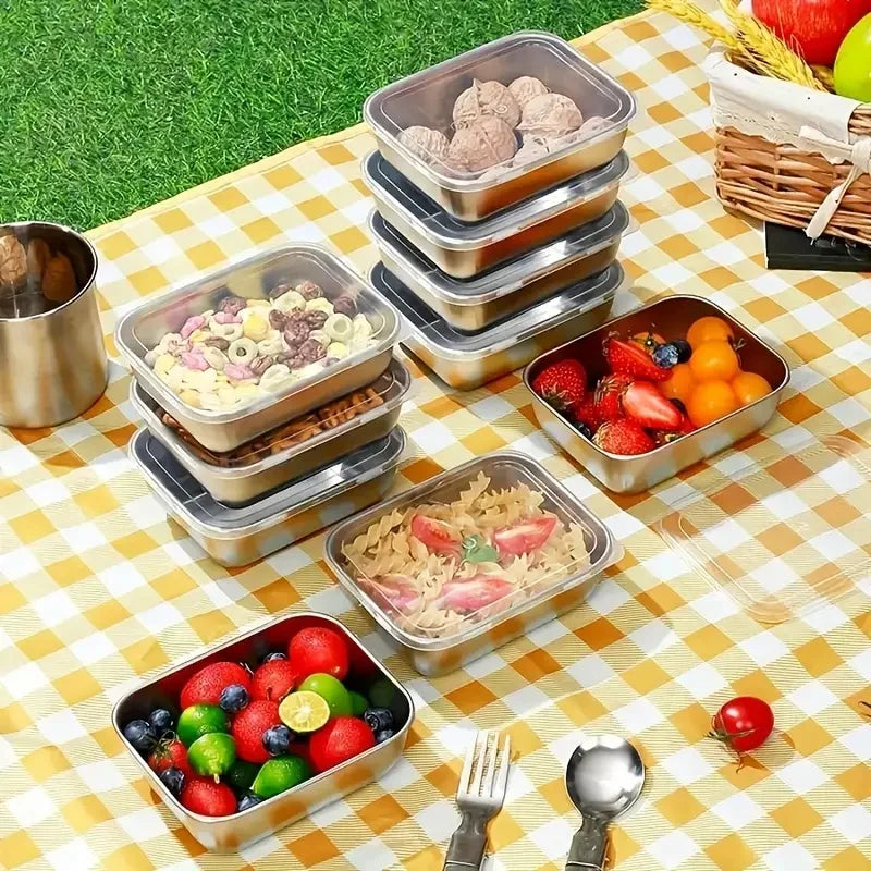 5 pezzi in acciaio inossidabile per la conservazione degli alimenti Scatole impilabili per la preparazione dei pasti per il frigorifero