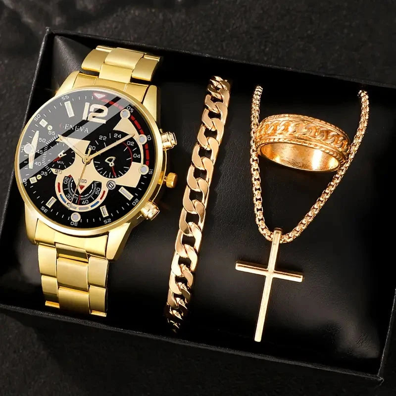 Orologio in lega d’oro romano set completo da uomo
