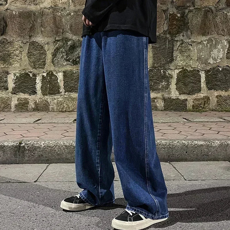 Jeans Uomo Stile Dritto Gamba Larga Pantaloni Uomo