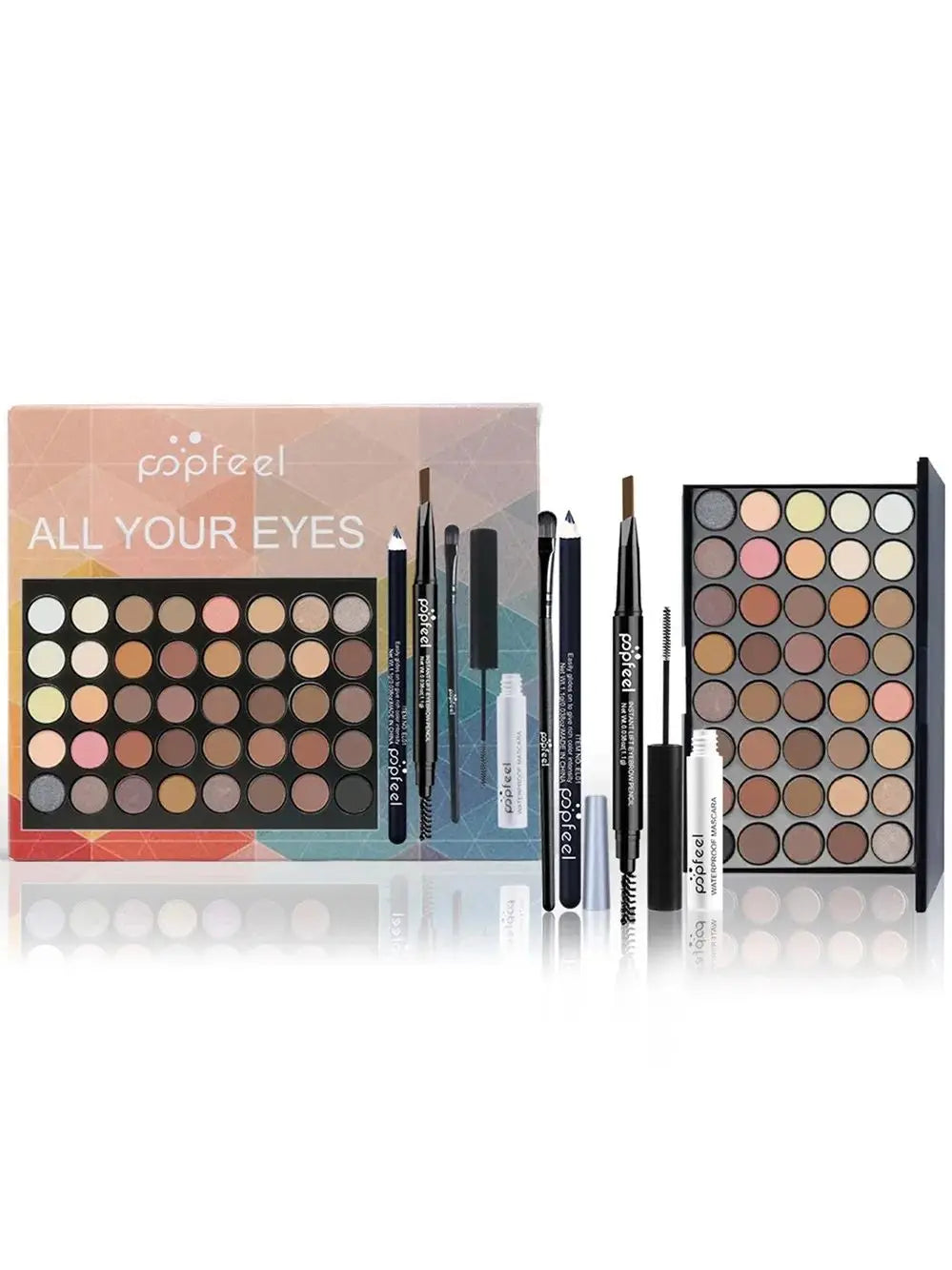 Set MAKE UP POPFEEL, palette di ombretti, eyeliner, mascara, matita per sopracciglia, scatola del set di strumenti per il trucco