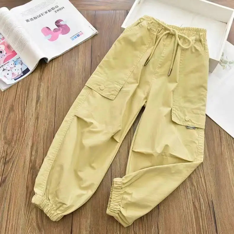 Vestiti primaverili alla moda per bambini Cargo Joggers Pantaloni elastici alla caviglia Pantaloni casual Leggero Traspirante