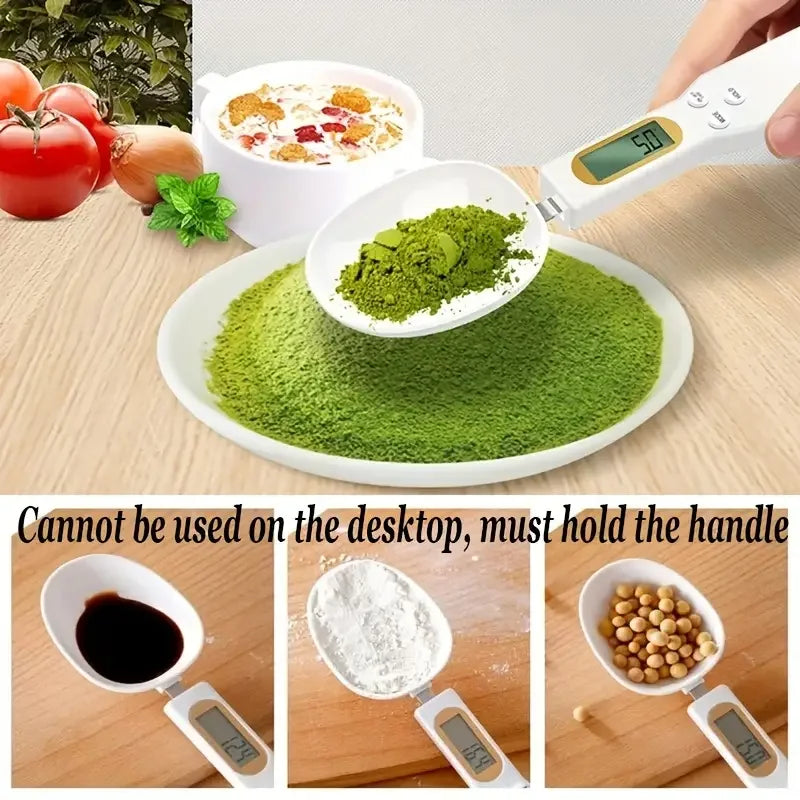 Mini Bilancia a cucchiaio Bilancia da cucina digitale, 0,1-500g, Cucchiaio di misura del peso per Farina, Latte, Caffè in polvere,
