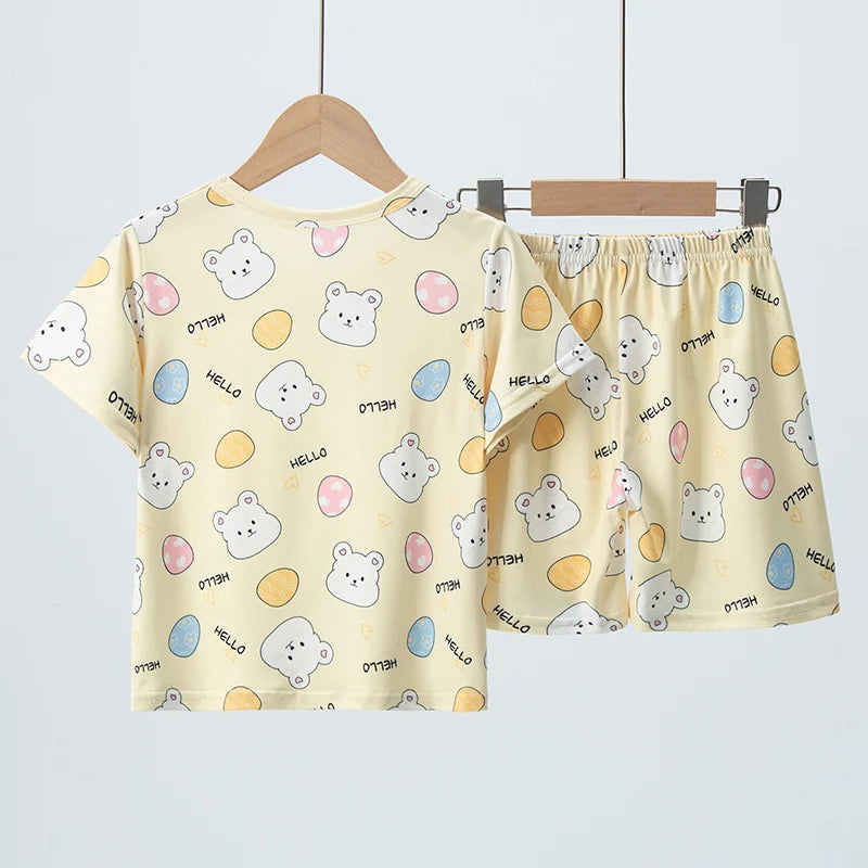 2 pezzi estivi per bambini comodi e carini pantaloncini  Set casual per la casa e l’esterno