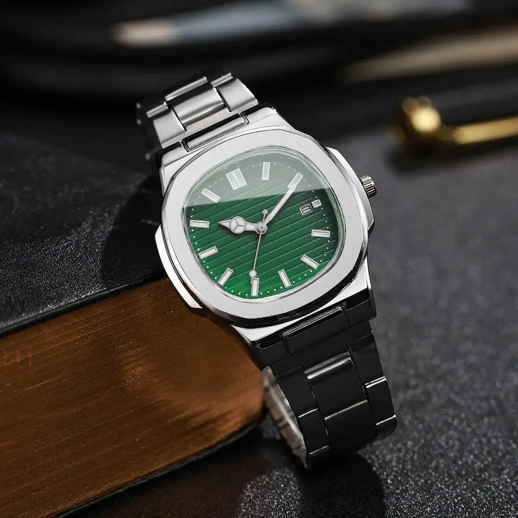 Orologi da uomo di lusso Moda Quadrante quadrato Cinturino in acciaio inossidabile Orologio al quarzo senza scatola