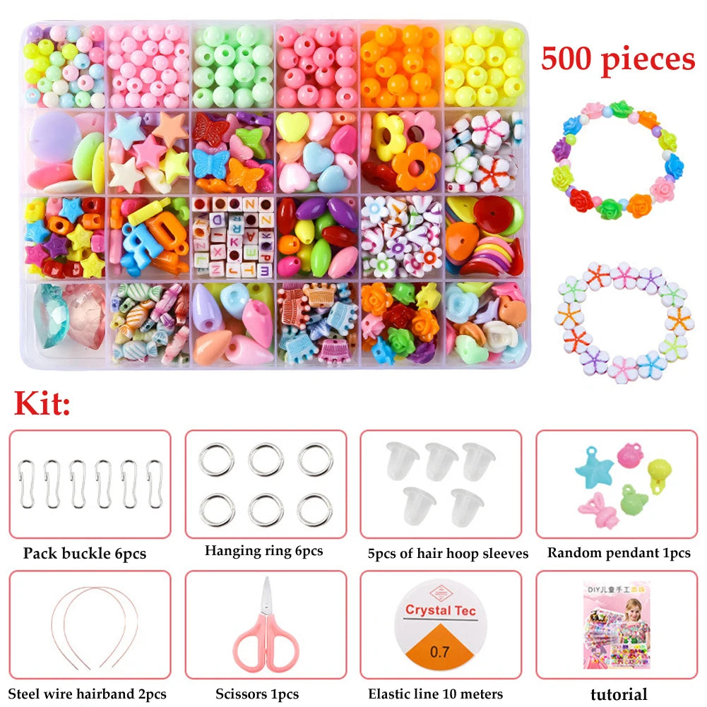 500 pezzi fai da te fatto a mano con perline per bambini creativo kit braccialetti collana gioielli