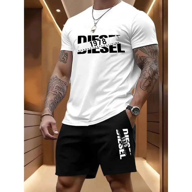 T-shirt + pantaloncini casual in 100% cotone stampata