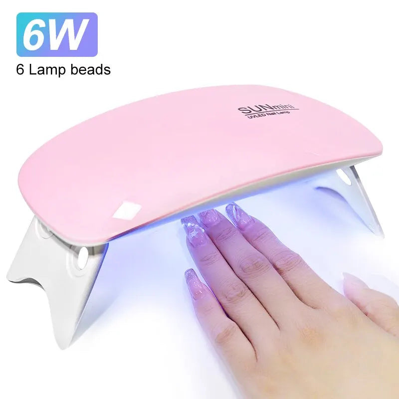 6W Mini asciuga unghie macchina portatile 6 LED UV manicure lampada uso domestico lampada con cavo USB