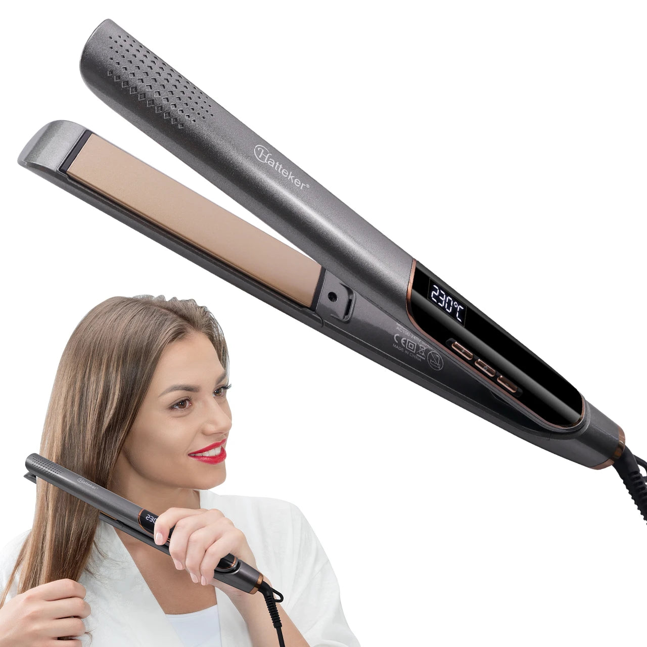 Piastra professionale per capelli per donna Display LCD a infrarossi