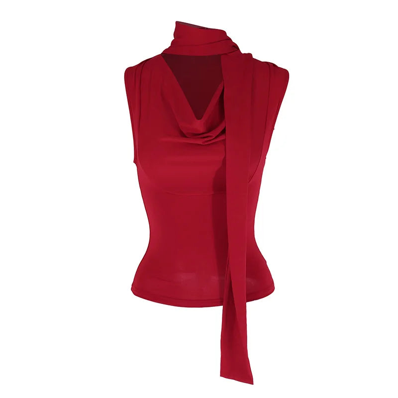 Gilet da donna estate senza maniche petto basso Top