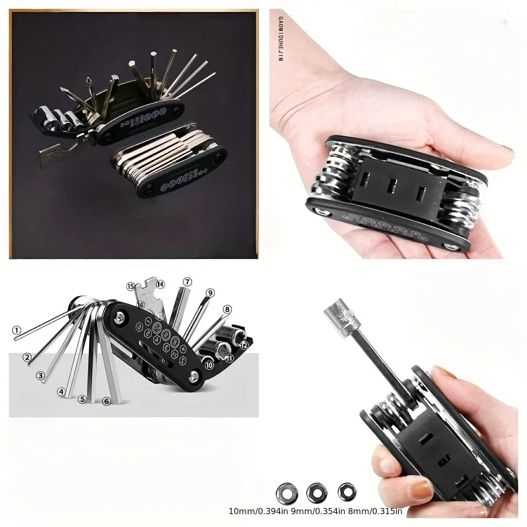 Set di chiavi a bussola 16 in 1, testa rotante antiscivolo. Acciaio inossidabile resistente per riparazioni domestiche e auto. Strumento facile e universale.