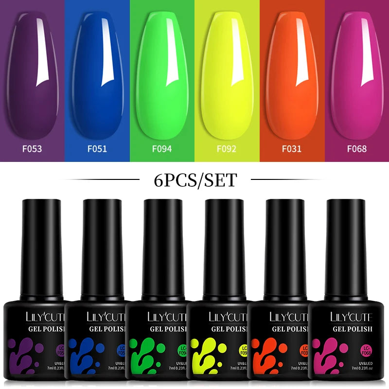 LILYCUTE 6 pezzi/set 7ML Gel Smalto per unghie semitrasparente 30 varianti di colore