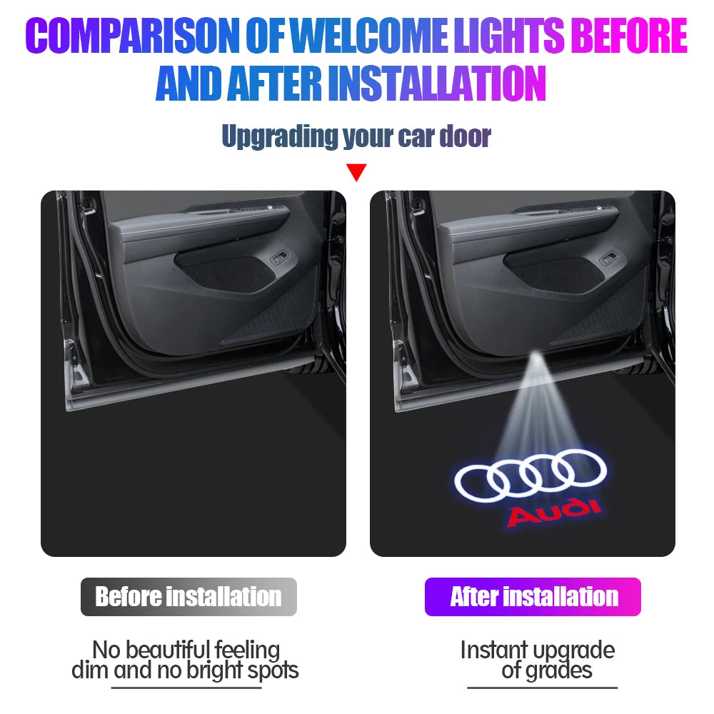 Per Audi Sline S3 S4 S5 S6 S7 RS Q7 Q5 Q3 A4 B8 8P A3 A6 C7 A5 A6L Quattro Auto Logo Porta LED Lampada di benvenuto Laser Proiettore Luce