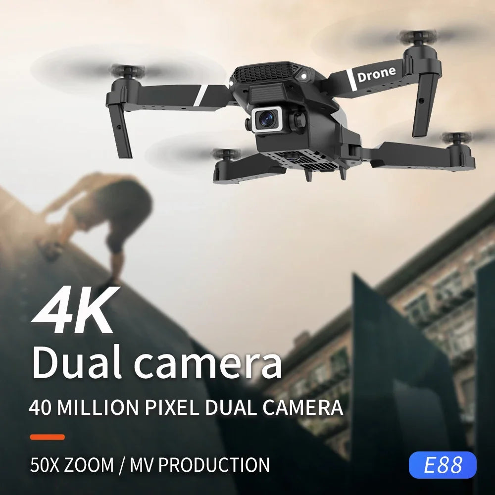 E88 Pro WiFi FPV Drone - Single/Dual 4K/1080P Camera, Grandangolare HD, Altitude Hold, pieghevole