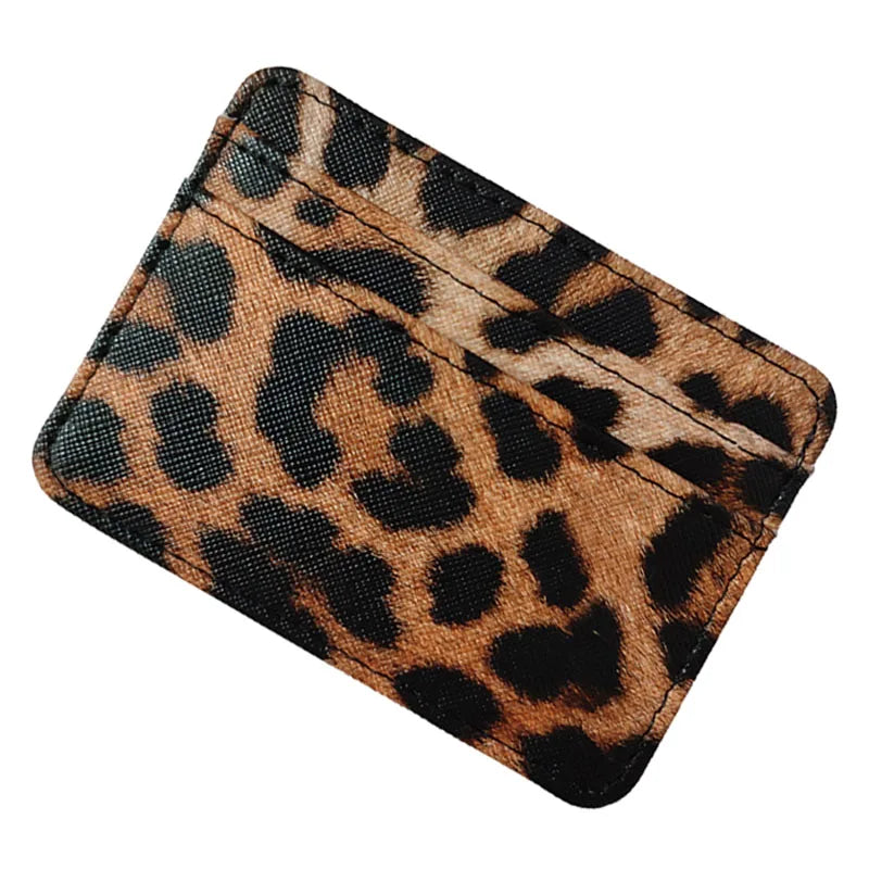Nuovo portafoglio sottile in pelle con motivo leopardo per donne Portamonete con cerniera piccola