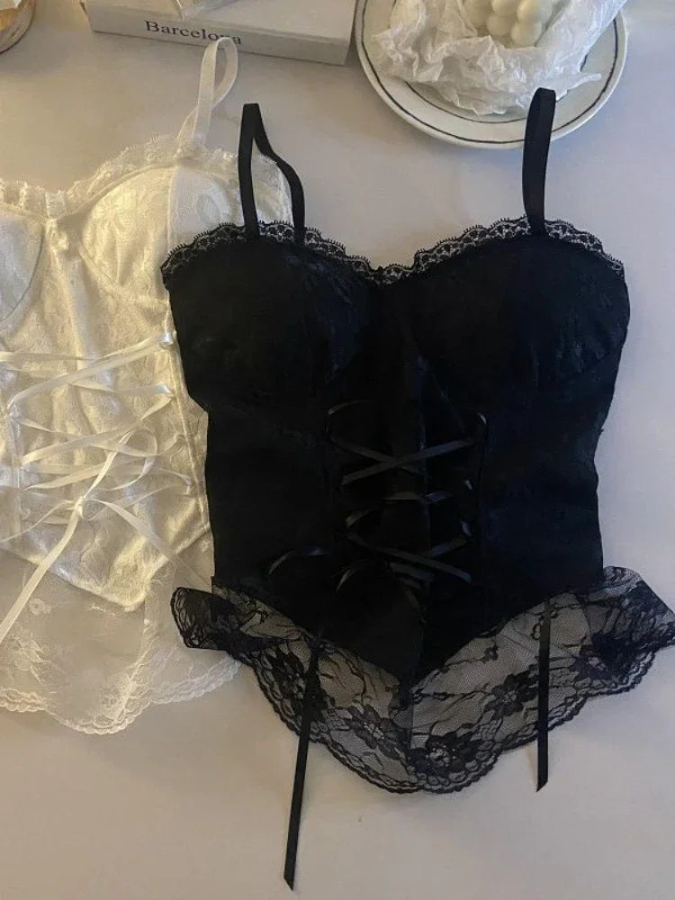 Corsetto Donna  in pizzo benda senza maniche